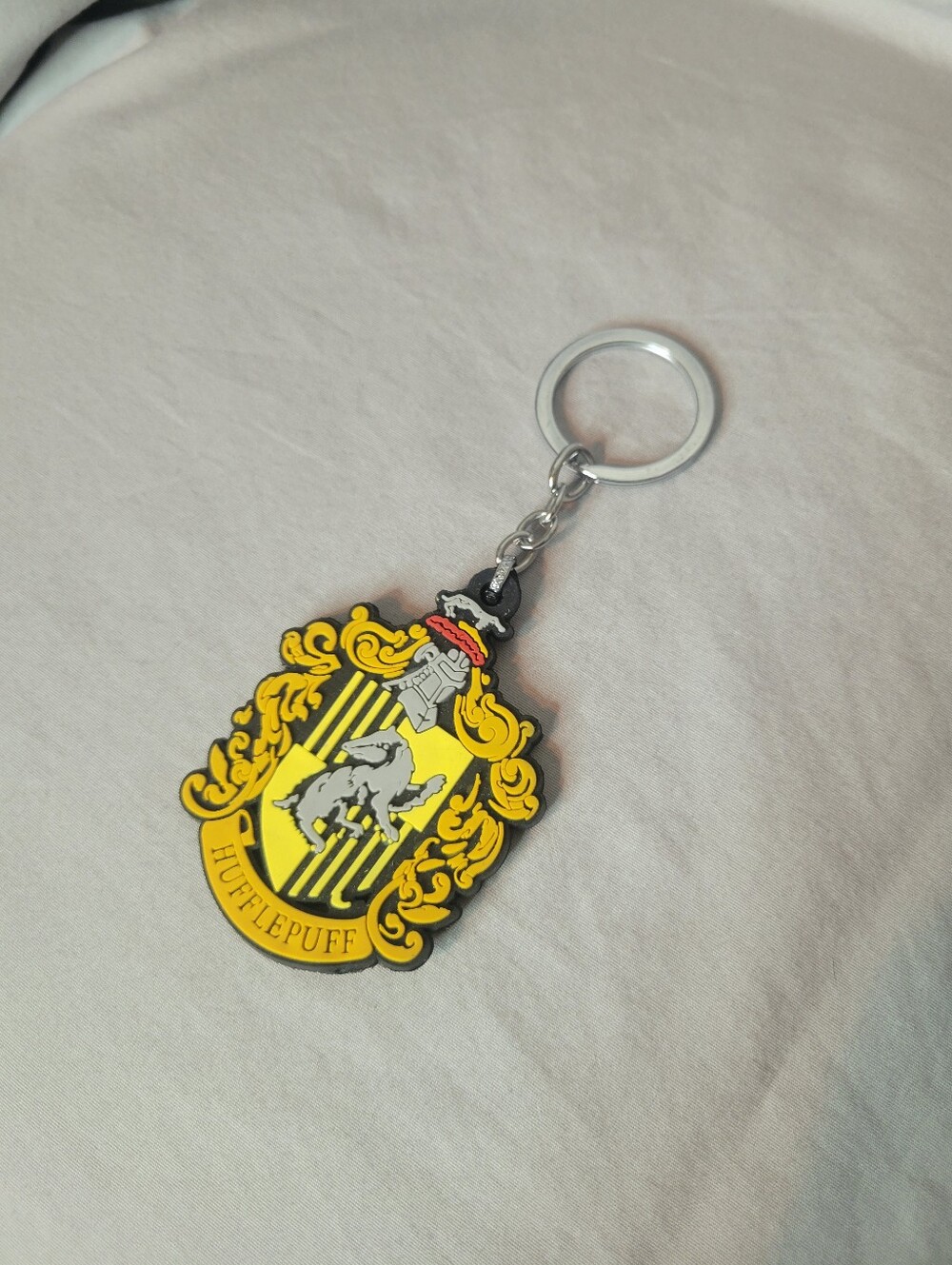 Harry Potter Hufflepuff Crest Yellow & Black Rubber Keychain